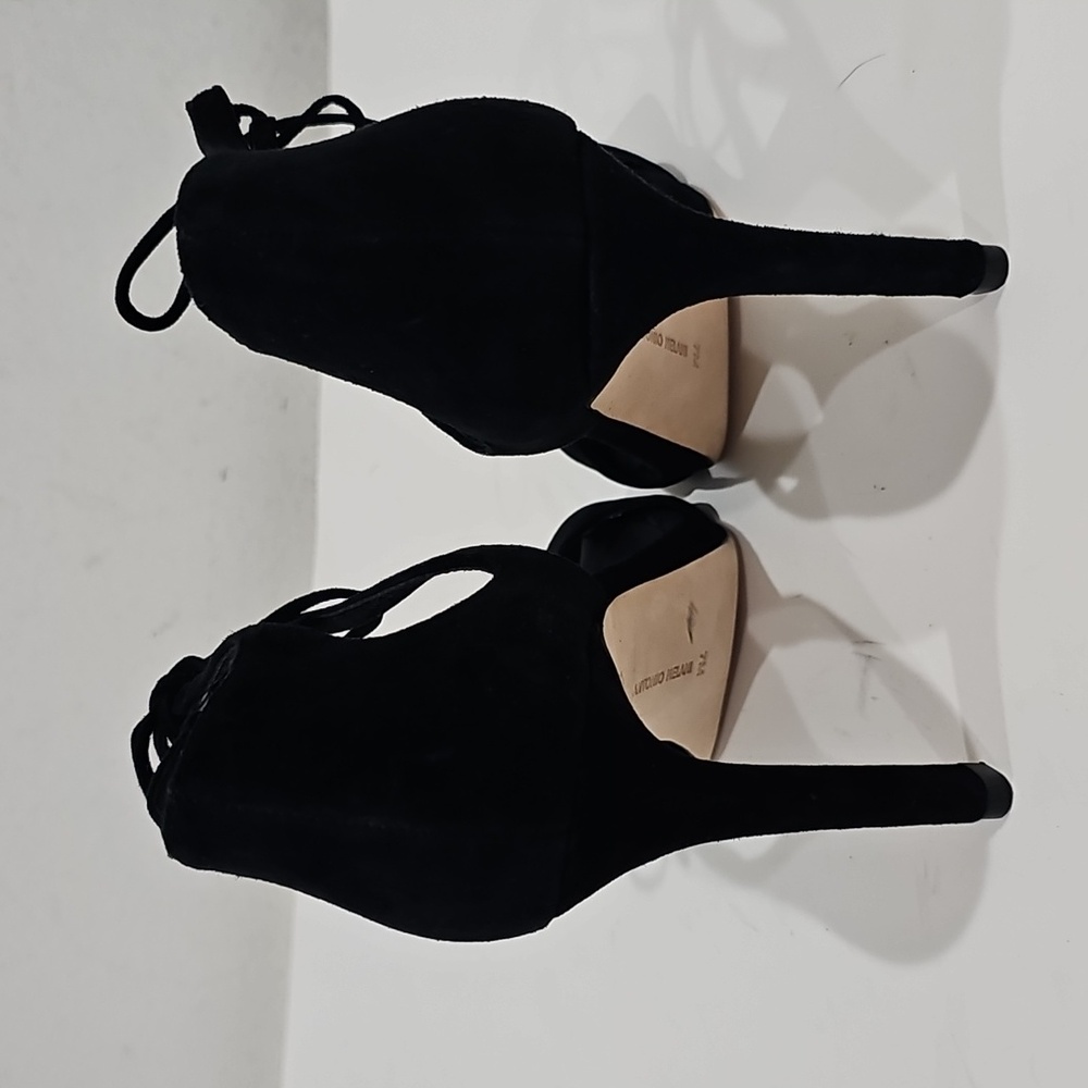 Antonio Melani Black Leather Suede  Dressy High Heels Size 7M - Picture 7 of 12